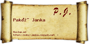 Pakó Janka névjegykártya